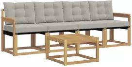 Lauko sofos komplektas 5 vnt. 4 vietos Balta ir šviesiai pilka