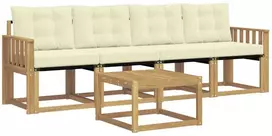 Lauko sofos komplektas 5 vnt. 4 vietos Balta ir kreminė