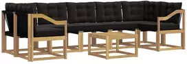 Lauko sofos komplektas 8 vnt. 7 vietos Balta ir juoda