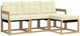 Lauko sofos komplektas 4 vnt. 4 vietos Balta ir kreminė