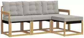 Lauko sofos komplektas 4 vnt. 4 vietos Balta ir šviesiai pilka