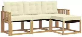 Lauko sofos komplektas 4 vnt. 4 vietos Balta ir kreminė