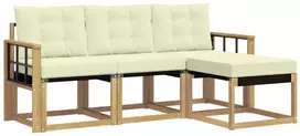 Lauko sofos komplektas 4 vnt. 4 vietos Balta ir kreminė