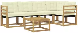 Lauko sofos komplektas 6 vnt. 5 vietos Balta ir kreminė
