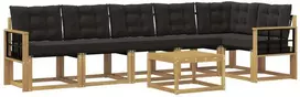 Lauko sofos komplektas 7 vnt. 6 vietos Balta ir juoda