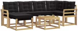 Lauko sofos komplektas 7 vnt. Balta ir juoda
