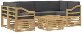 Lauko sofos komplektas 7 vnt. 6 vietos Balta ir antracito