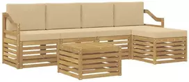 Lauko sofos komplektas 6 vnt. 5 vietos Balta ir kreminė