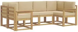 Lauko baldų komplektas Lauko sofos komplektas 6 vnt. 6 vietos Balta ir kreminė