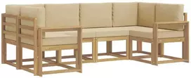 Lauko sofos komplektas 6 vnt. 6 vietos Balta ir kreminė