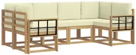 Lauko sofos komplektas 6 vnt. 6 vietos Balta ir kreminė
