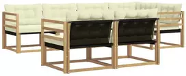 Lauko sofos komplektas 7 vnt. 7 vietos Balta ir kreminė