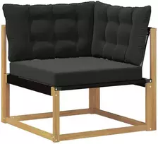 Lauko kampinė sofa Kietos akacijos mediena Balinta ir juoda