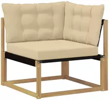 Lauko kampinė sofa Kietos akacijos mediena Balinta ir smėlio