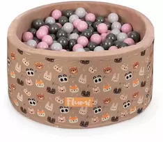 FLUMI personalizuotas kamuoliukų baseinas + 200 kamuoliukų, Bear rusvai gelsvas