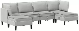 Sofa Svetainės baldų komplektas 6 vnt. 6 vietos Šviesiai pilka