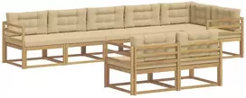 Lauko baldų komplektas Lauko sofos komplektas 6 vnt. 8 vietos Balta ir kreminė