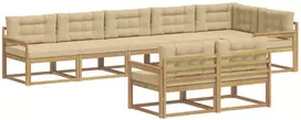 Lauko baldų komplektas Lauko sofos komplektas 6 vnt. 8 vietos Balta ir kreminė