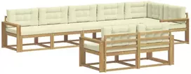 Lauko baldų komplektas Lauko sofos komplektas 6 vnt. 8 vietos Balta ir kreminė