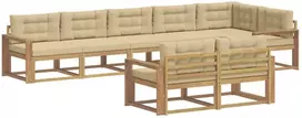 Lauko baldų komplektas Lauko sofos komplektas 6 vnt. 8 vietos Balta ir kreminė