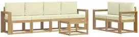 Lauko sofos komplektas 7 vnt. 6 vietos Balta ir kreminė