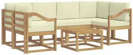 Lauko baldų komplektas Lauko sofos komplektas 7 vnt. 6 vietos Balta ir kreminė
