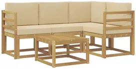 Lauko baldų komplektas Lauko sofos komplektas 5 vnt. 4 vietos Balta ir kreminė