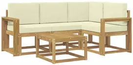 Lauko baldų komplektas Lauko sofos komplektas 5 vnt. 4 vietos Balta ir kreminė