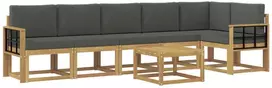 Lauko sofos komplektas 7 vnt. 6 vietos Balta ir antracito