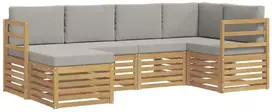 Lauko sofos komplektas 6 vnt. Balta ir šviesiai pilka