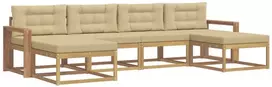 Lauko baldų komplektas Lauko sofos komplektas 6 vnt. 6 vietos Balta ir kreminė