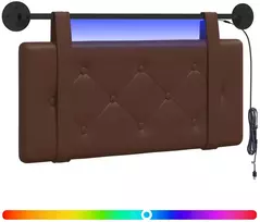 Pakabinamas lovos galvūgalis Su LED šviesa Ruda Dirbtinė oda