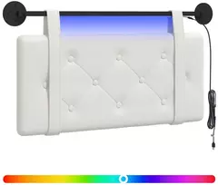 Pakabinamas lovos galvūgalis Su LED šviesa Balta Dirbtinė oda
