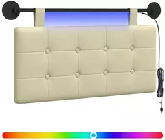 Pakabinamas lovos galvūgalis Su LED šviesa Kreminė Dirbtinė oda