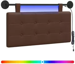 Pakabinamas lovos galvūgalis Su LED šviesa Ruda Dirbtinė oda