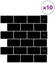 Metro plytelė 10 vnt. Juoda 30 x 30 cm Poliuretanas ir PET