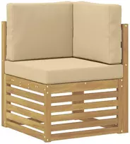 Lauko kampinė sofa Kietos akacijos mediena Balinta ir smėlio