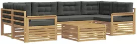 Lauko sofos komplektas 7 vnt. 6 vietos Balta ir antracito