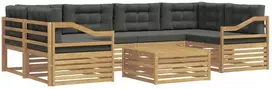 Lauko sofos komplektas 7 vnt. 6 vietos Balta ir antracito
