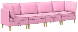 Modulinė sofa su laikymo vieta 4 vnt. Rožinė 280 x 70 x 82 cm