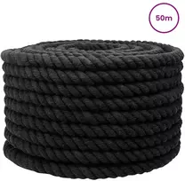 Medvilninė virvė 16 mm 50 m Juoda 100% Medvilnė