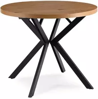 Mebel Elite Išskleidžiamas apvalus stalas, 80–160 cm, auksinio ąžuolo ir juodos spalvos