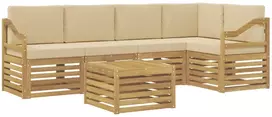 Lauko baldų komplektas Lauko sofos komplektas 6 vnt. 5 vietos Balta ir kreminė