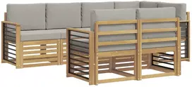 Lauko sofos komplektas 7 vnt. 7 vietos Balta ir šviesiai pilka