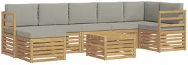 Lauko sofos komplektas 8 vnt. 8 vietos Balta ir šviesiai pilka