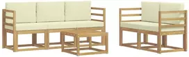 Lauko baldų komplektas Lauko sofos komplektas 6 vnt. 5 vietos Balta ir kreminė