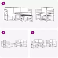 Lauko baldų komplektas Lauko sofos komplektas 6 vnt. 5 vietos Balta ir antracito