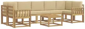 Lauko baldų komplektas Lauko sofos komplektas 6 vnt. 7 vietos Balta ir kreminė