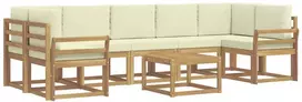 Lauko baldų komplektas Lauko sofos komplektas 6 vnt. 7 vietos Balta ir kreminė