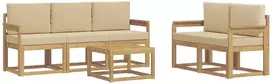 Lauko baldų komplektas Lauko sofos komplektas 6 vnt. 5 vietos Balta ir kreminė